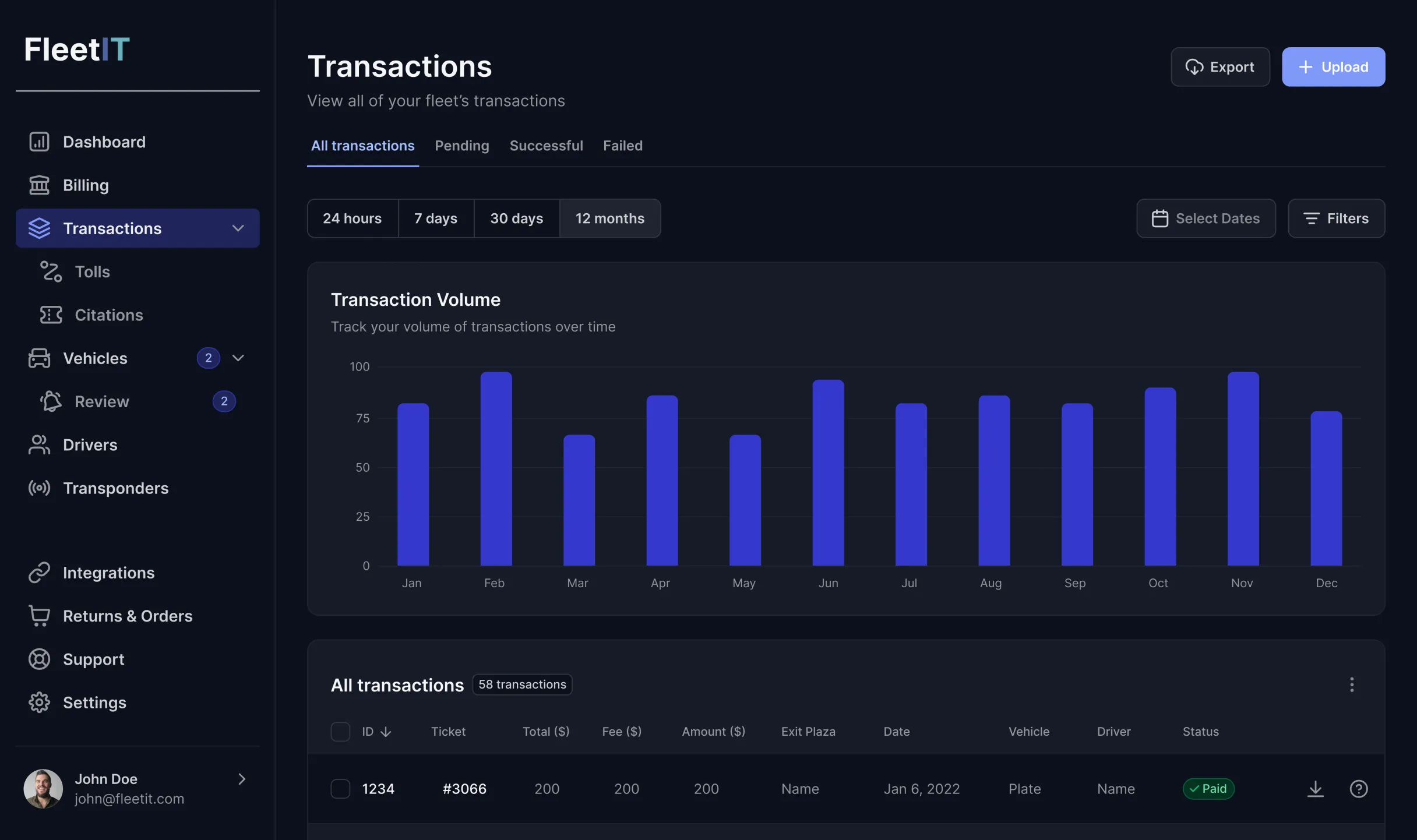 transactions page screenshot