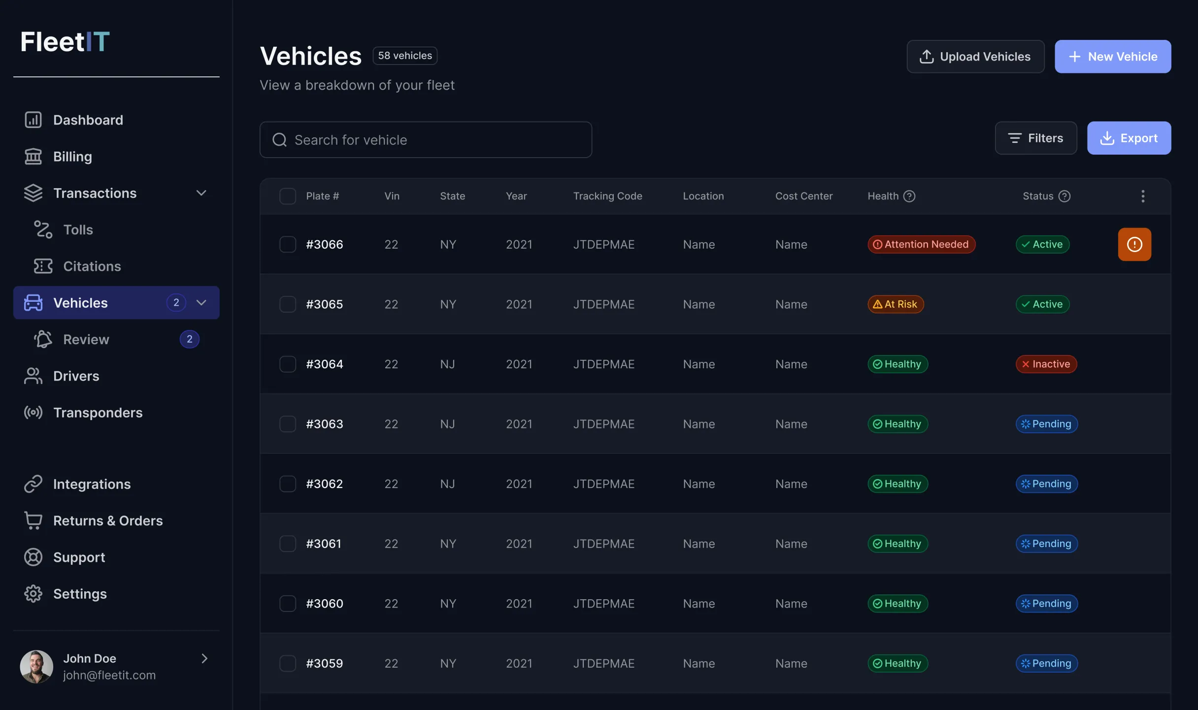 vehicle page screenshot